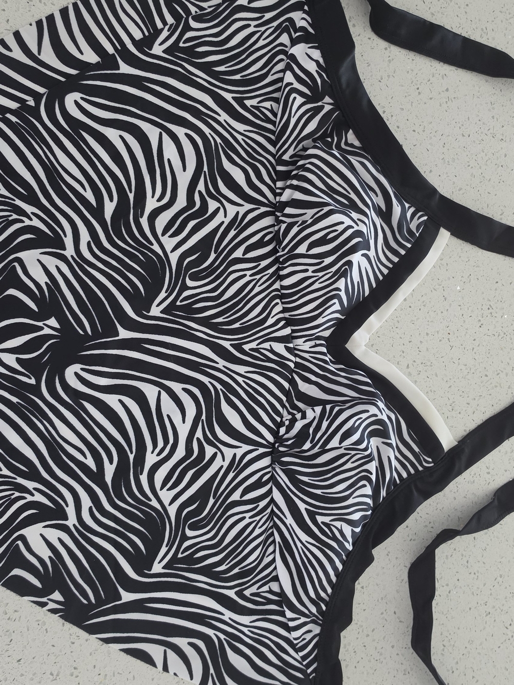 Zebra Swimtop Print Halter Chemise - Black & White M - Picture 3 of 10